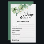Boho Modern Eucalyptus Wedding Wishes Advice Card<br><div class="desc">Boho Modern Eucalyptus Wedding Wishes Advice Card. Green elegant watercolor collection with eucalyptus branches and gold lines and dots. Please get in touch with me via chat if you have questions about the artwork or need customisation! If you need additional designs in this collection just let me know - write...</div>