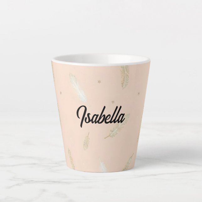 Boho Modern Feathers Luxury Collection Latte Mug (Front)