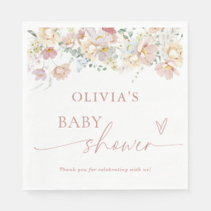 Boho Modern Floral Baby Shower Paper Napkins