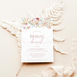 Boho Modern Floral Bridal Shower Bridal Brunch Invitation