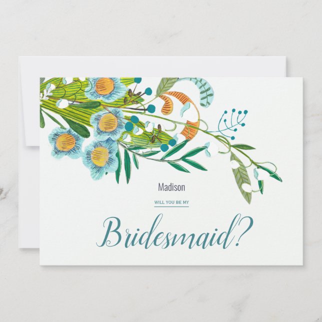 Boho Modern Floral Lily of Valley Bridesmaid Invitation (Front)