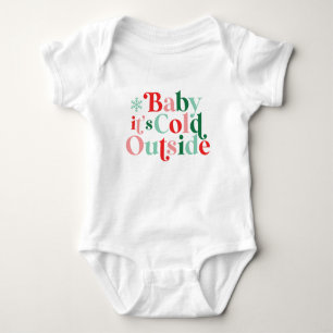 Boho Modern Font Baby It's Cold Outside Christmas Baby Bodysuit