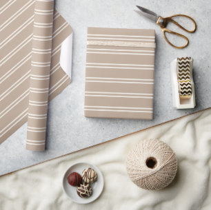 Boho Modern Gender Neutral Striped Simple Taupe Wrapping Paper