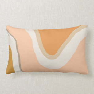 Boho Modern Geometric pattern pink orange mustard Lumbar Cushion