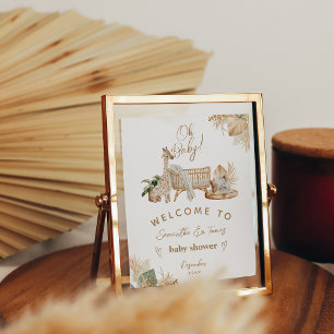 Boho Modern Heart Font Baby Shower Welcome Poster