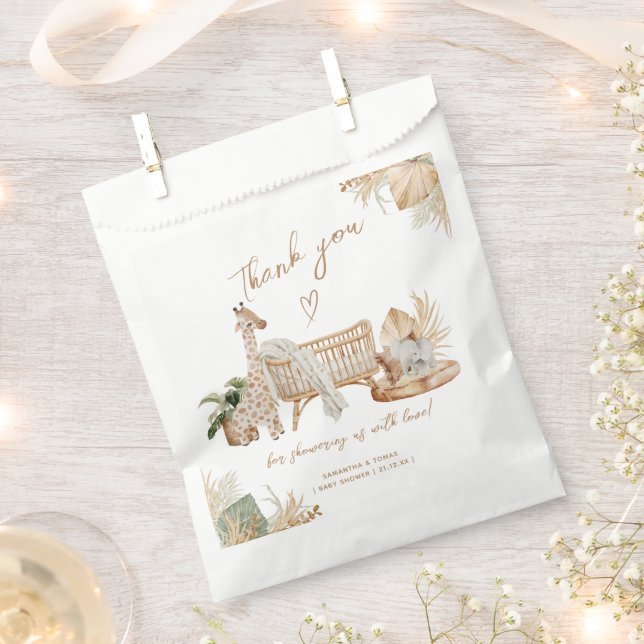 Boho Modern Heart Gender Neutral Baby Shower Favour Bag (Clipped)