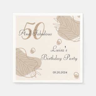 Boho Modern Leaf All Ages Birthday Napkin