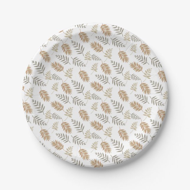 Boho Modern Leaf All Ages Birthday Paper Plate (Front)