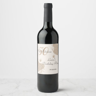 Boho Modern Leaf All Ages Birthday Wine Label