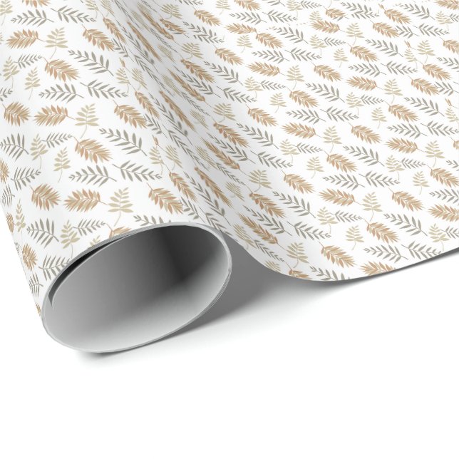Boho Modern Leaf All Ages Birthday Wrapping Paper (Roll Corner)