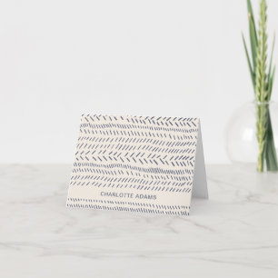 Boho Modern Line Pattern Navy Blue Personalised Note Card