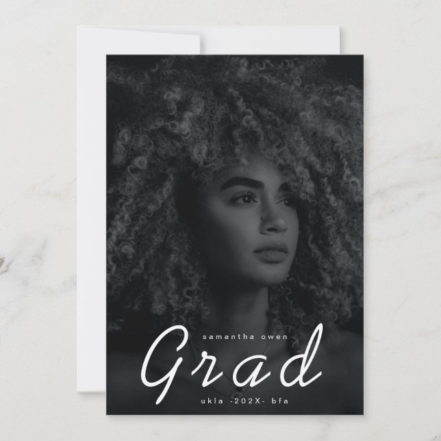 Boho Modern Minimal Graduate Photo University  Announcement (Front)