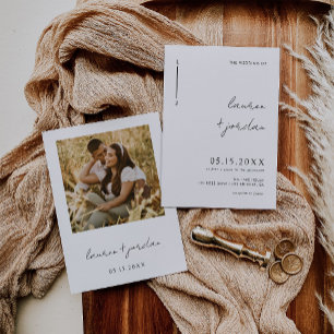 Boho Modern Minimalist Photo Wedding Invitation