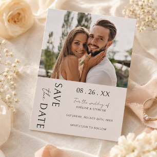 Boho Modern Minimalist Photo Wedding Save The Date