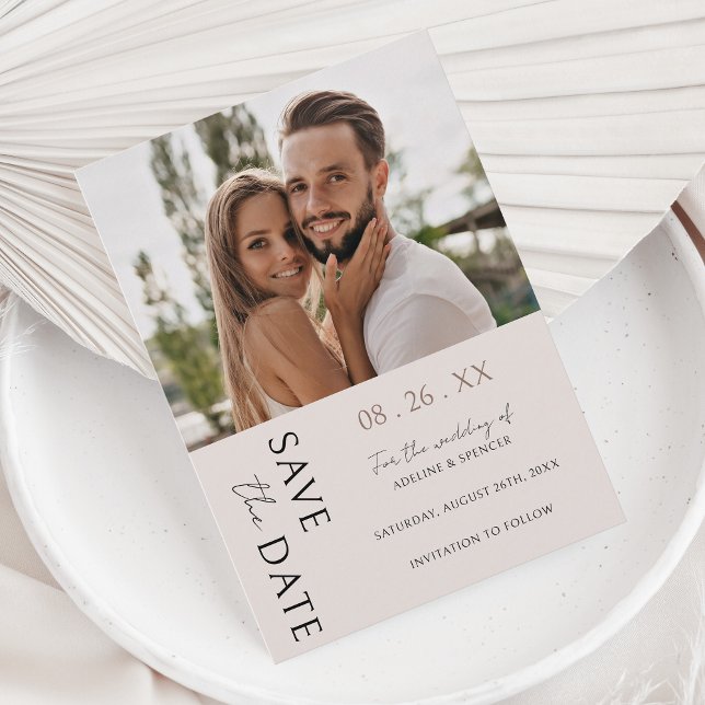 Boho Modern Minimalist Photo Wedding Save The Date (Creator Uploaded)