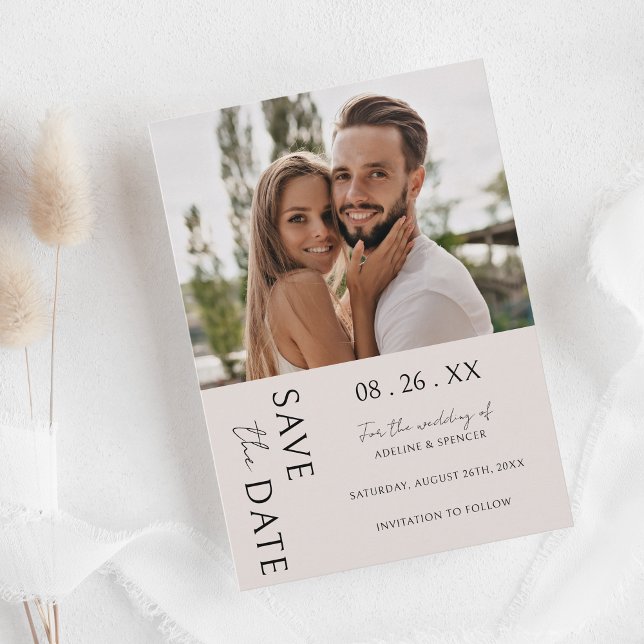 Boho Modern Minimalist Photo Wedding Save The Date (Creator Uploaded)