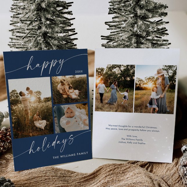 Boho Modern Multiple Photos Christmas Holiday Card (Creator Uploaded)