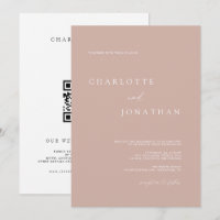 Boho Modern Pale Mauve QR Code Wedding Invitation