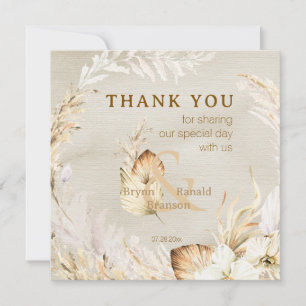 Boho Modern Palm Floral Thank You Card