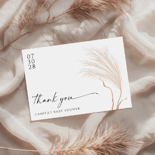 Boho Modern Pampas Grass Baby Shower Thank You Card