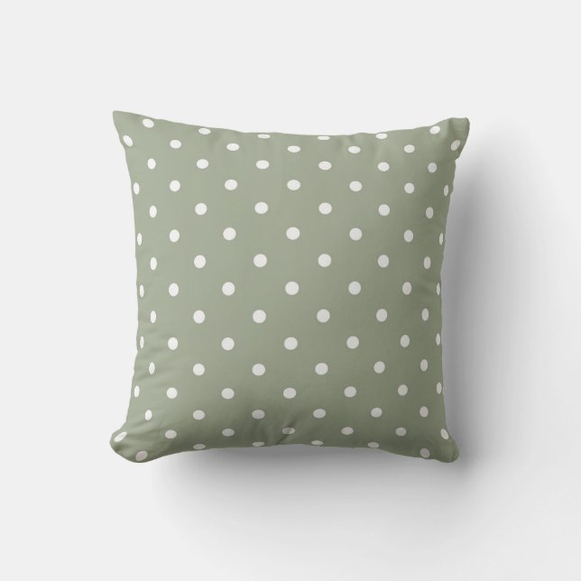 Boho Modern Polka Dot Neutral Earthy Sage Green Cushion (Front)