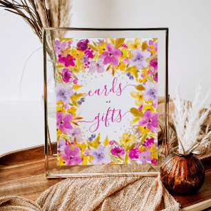 Boho modern purple floral cards gifts bridal poster