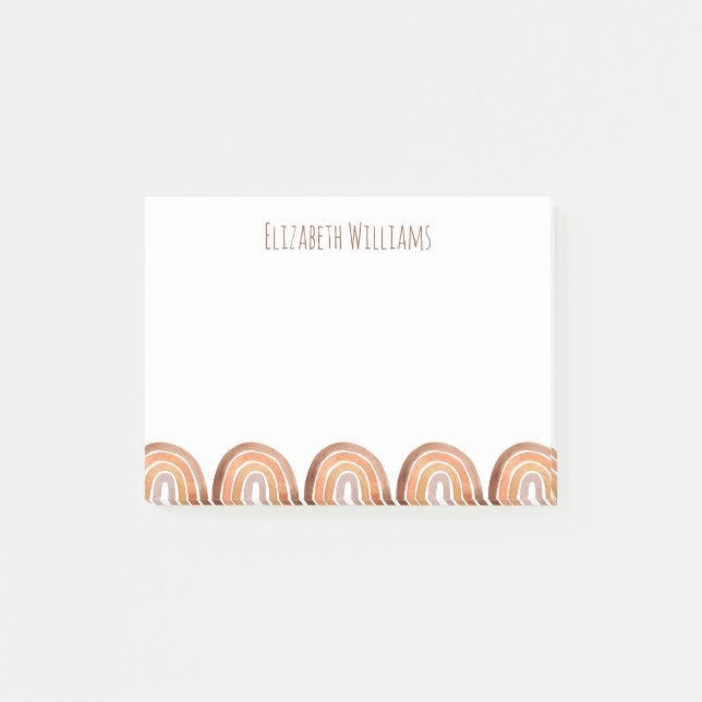 Boho Modern Rainbow Name School  Post-it Notes (Front)