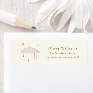 Boho Modern Raindrop Boy Shower Return Address Label