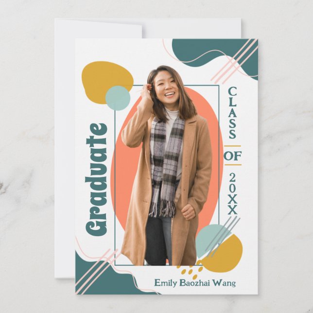 Boho Modern Retro Photo Graduation Invitation  (Front)