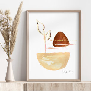 Boho Modern Rust Gold Organic Leaves Watercolor Foil Prints