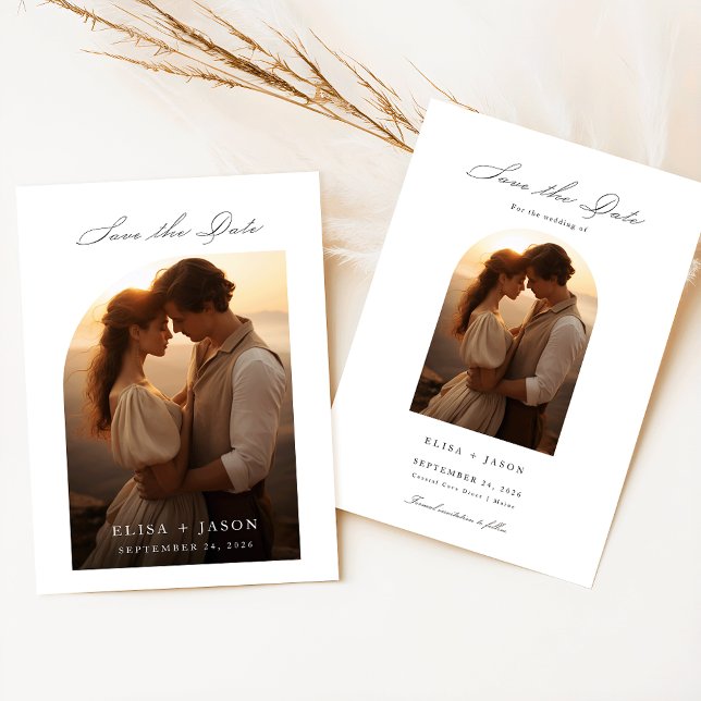 Boho Modern Rustic Photo Wedding Save Date Invitation (Creator Uploaded)