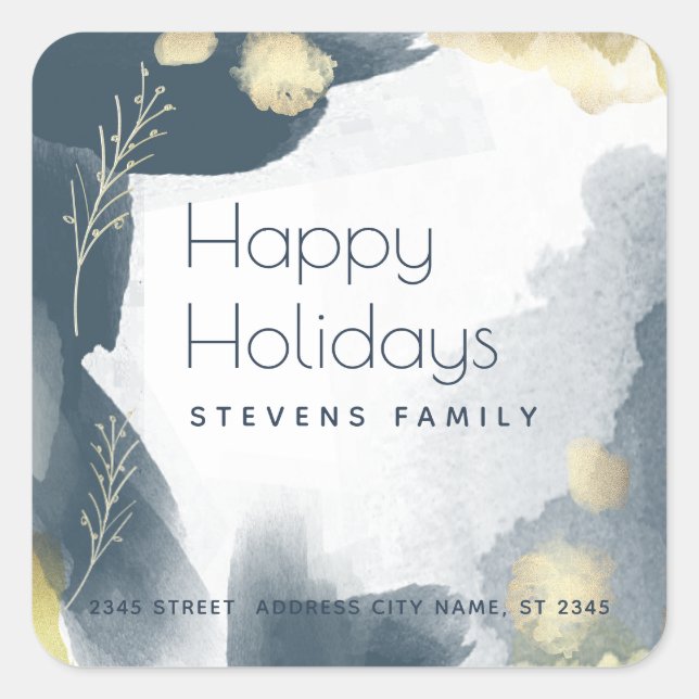 Boho Modern Watercolor abstract branches  Square Sticker (Front)