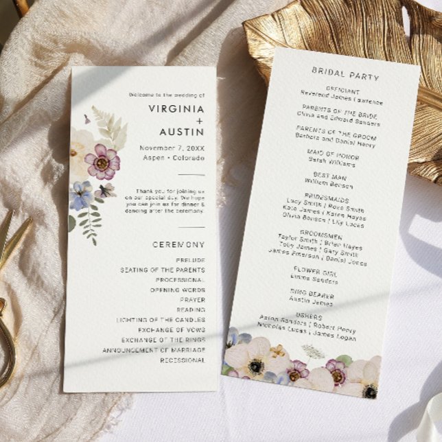 Boho Modern Wedding Program (Boho Modern Floral Wedding Program by Painted Paperie
)