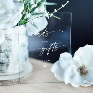 Boho Modern White Clear Wedding Cards and Gifts Acrylic Sign