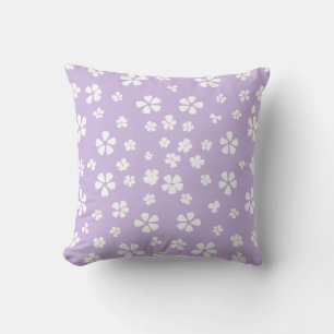 Boho modern white wildflower light purple lavender cushion