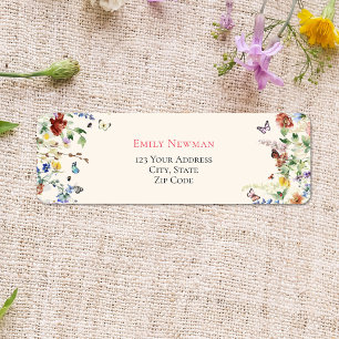 Boho Modern Wildflower  Return Address Label