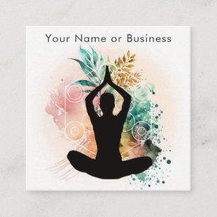 Boho Modern Yoga Fruit of Life Sacred Geometry Square Business Card