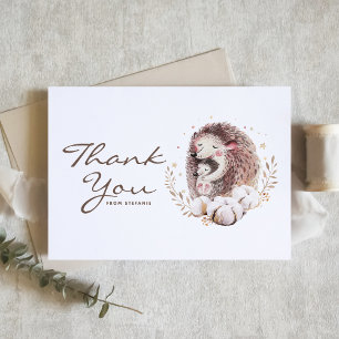 Boho Mommy and Baby Hedgehog Forest Baby Shower Thank You Card