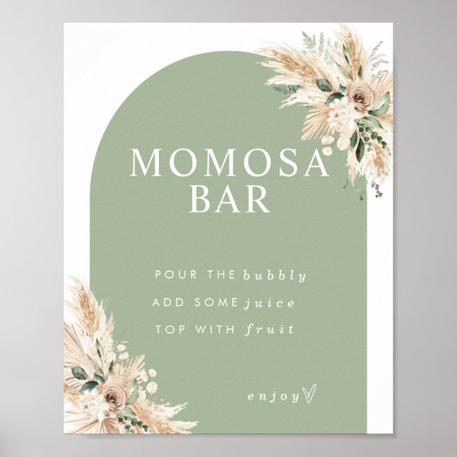 Boho Momosa Pampas Grass Bar Poster (Front)