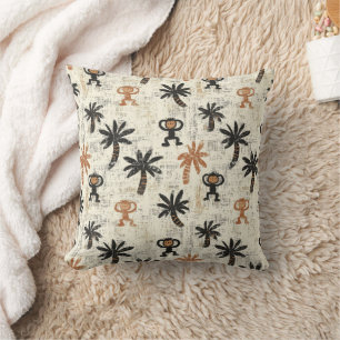 Boho Monkey Jungle Safari Pattern Cushion