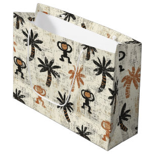 Boho Monkey Jungle Safari Pattern Large Gift Bag