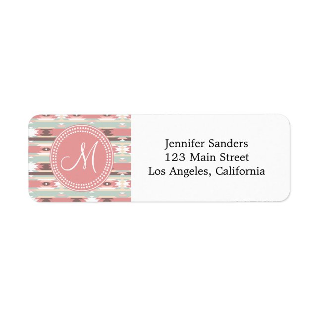 Boho Monogram Pattern Return Address Label (Front)