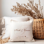 Boho Monogram Personalised Couple Names Wedding Cushion<br><div class="desc">Enhance their home decor with our Boho Monogram Personalised Couple Names Wedding Throw Pillow. This modern monogram, adorned with an elegant script, makes for a perfect newlywed, wedding, or anniversary gift. Personalise it by adding the couple's names and the new last name, creating a stylish and meaningful addition to their...</div>