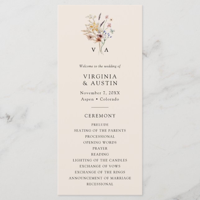 Boho Monogram Program (Front)