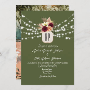 Boho Monogram Wedding QR Code Invitation