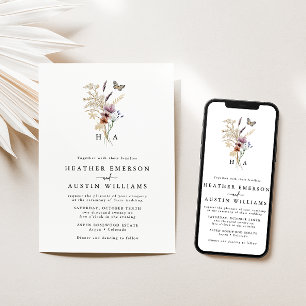 Boho Monogrammed Wedding Invitation