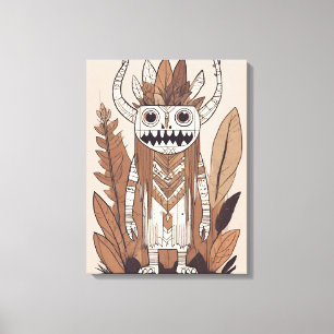 Boho Monster Leaf Botanical art style Modern Canvas Print