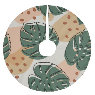 Boho monstera: abstract tropical pattern brushed polyester tree skirt