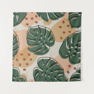 Boho monstera: abstract tropical pattern tapestry