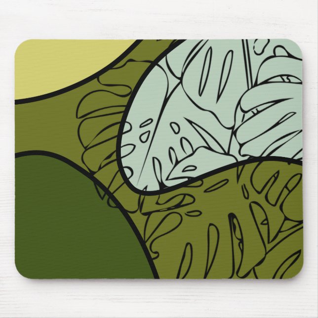 Boho Monstera Leaves Mouse Pad (Front)